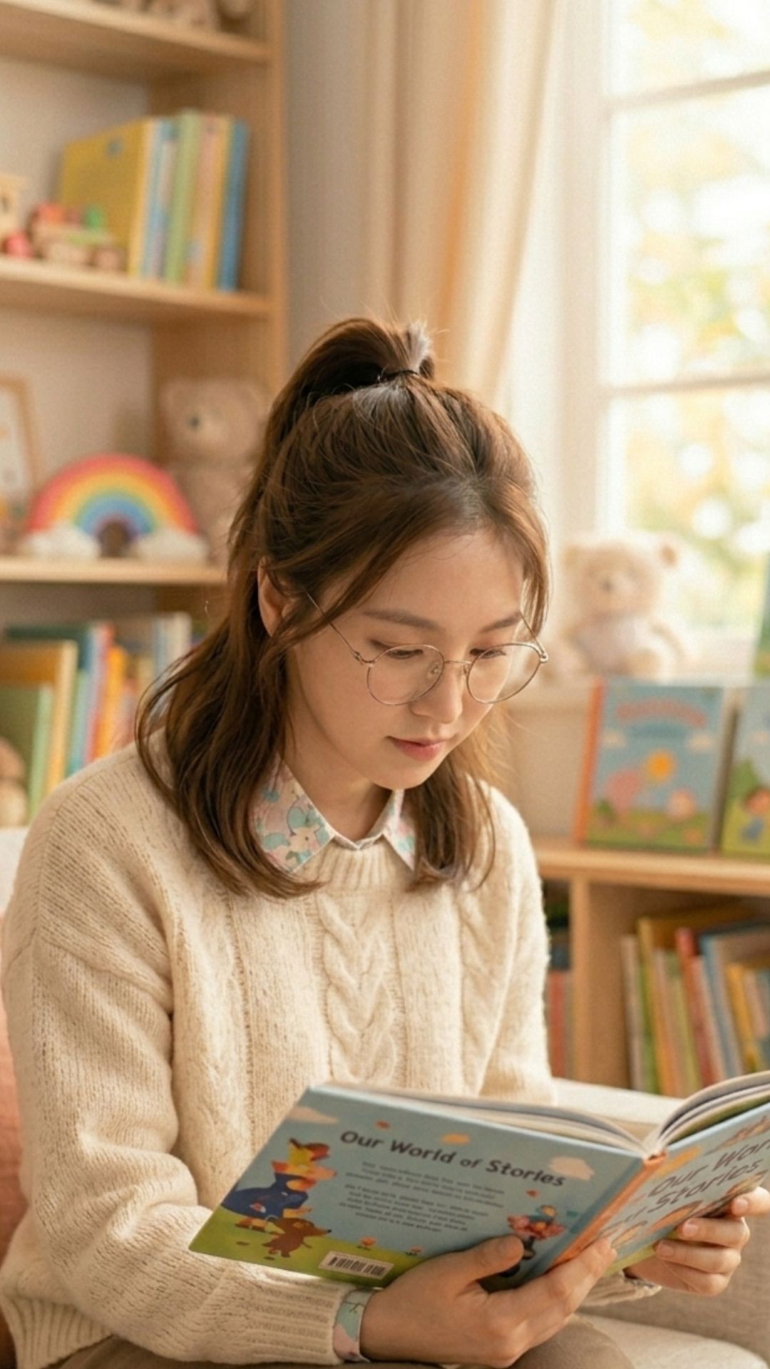 Wendy reading a children's book